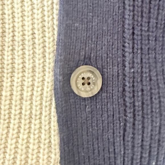 Tommy Jeans Colorblock Cardigan Sweater Men’s XL Wool Blend Red Navy Beige - Picture 5 of 6